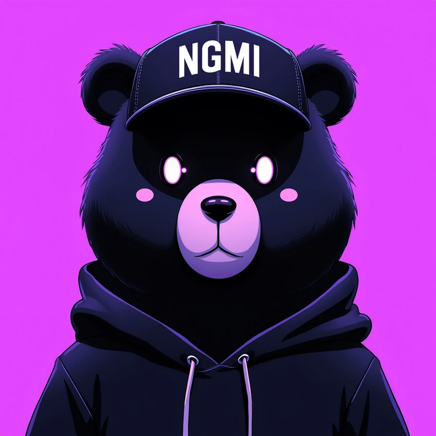 Bear wearing an NGMI cap